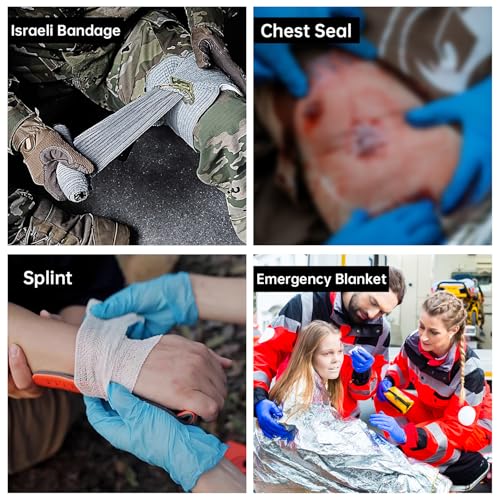 Heltrek Trauma Kit, Compact Tactical IFAK Emergency Survival First Aid Kits Hemostatic Combat Wound Care Molle Pouch with ...