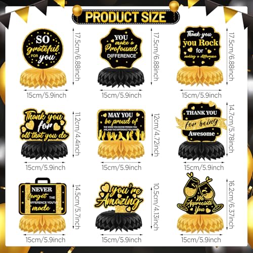 9Pcs We Appreciate You Decorations Thank You Table Honeycomb Centerpieces Appreciate Table Topper Decor for Teacher Doctor...