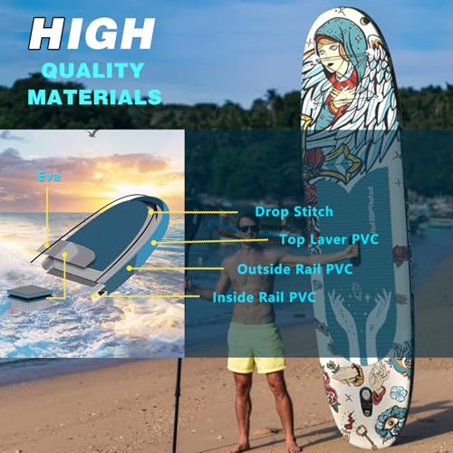 Inflatable Paddle Board,Extra Wide 10.6'/11' Stand Up Paddle Board with Sup Accessories,400lbs Capacity for Family with Sa...