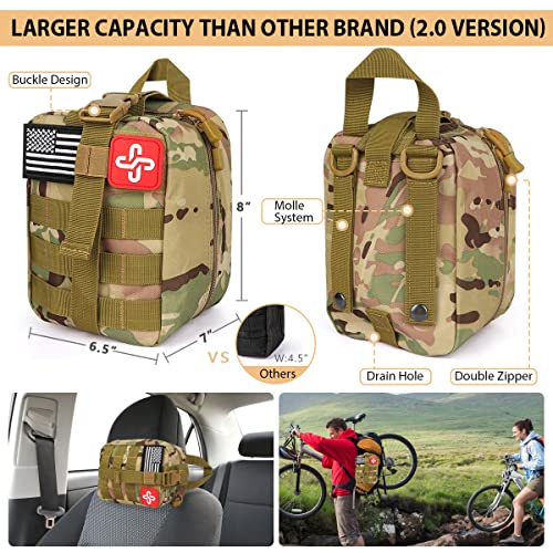 Survival Kit, 250Pcs Survival Gear First Aid Kit with Molle System Compatible Bag and Emergency Tent, Emergency Kit for Ea...