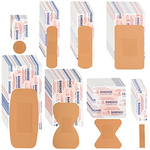 Lounsweer 720 Pcs Assorted Bandage Bulk Variety Pack Flexible Adhesive Breathable Bandage for Waterproof Fingertip Wound C...