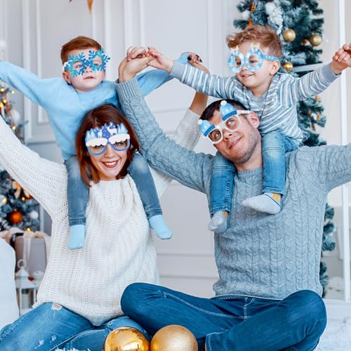 Harrycle 36 Pcs Winter Party Favors Snowflake Paper Eyeglasses Winter Wonderland Party Decorations Photo Booth Props for C...