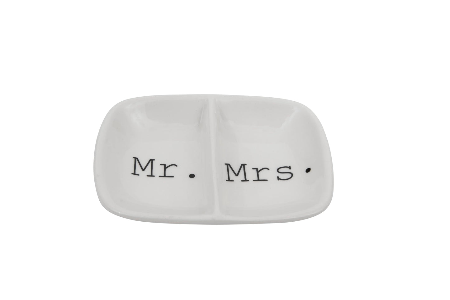 Creative Co-Op Ceramic 2 Section Mr. & Mrs. Dish