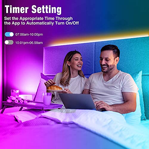 REEMEER Led Lights 100ft Smart APP Control Music Sync Strip Lights RGB Color Changing Strips with Remote, for Bedroom Kitc...