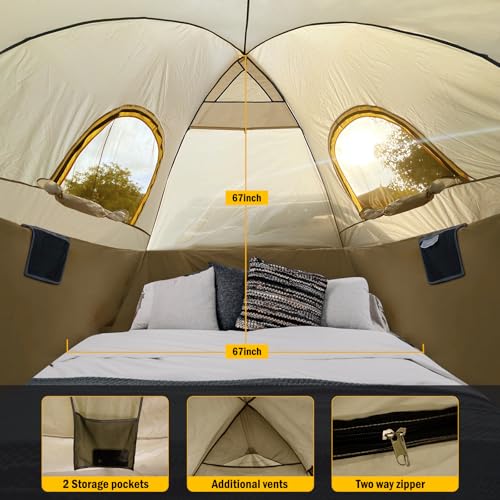 Pickup Truck Tent with Awning Shade,Waterproof PU5000mm Oxford for 5.5-6.3 FT Truck Bed for Camping Travel Outdoor Activit...