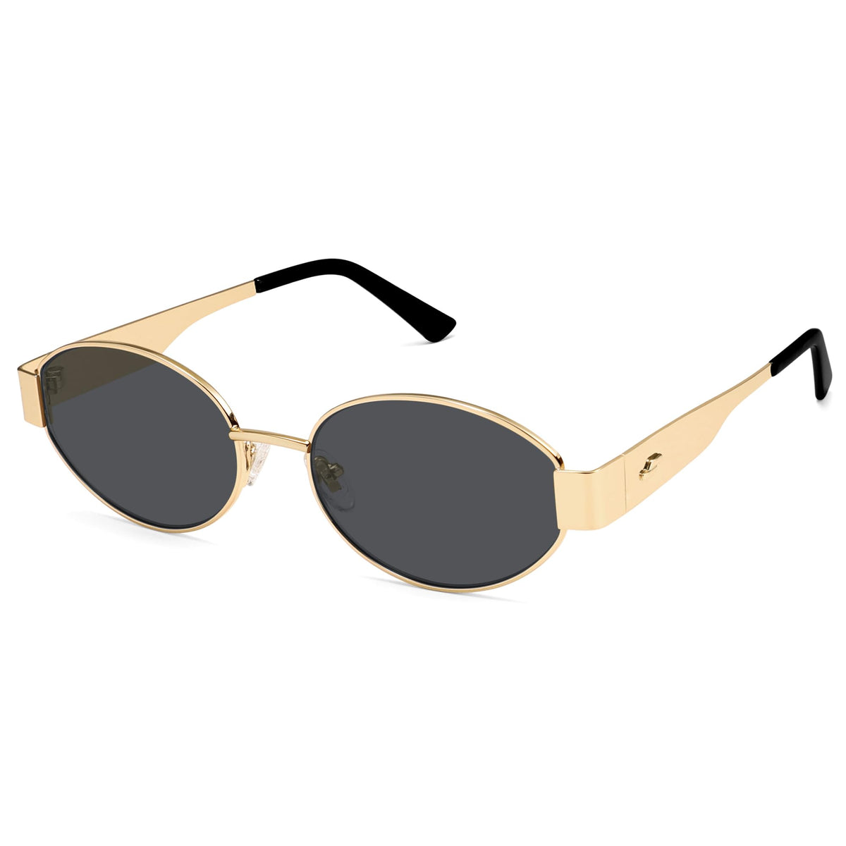 SOJOS Retro Oval Sunglasses for Women Trendy Classic Shades UV400 Protection, Gold/Grey