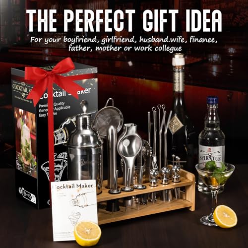 Yelusonw 26-Piece Cocktail Shaker Set - Bartender Kit with Stand, Shakers for Cocktail with All Shakers Bartending Bar Too...