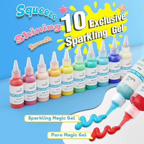 Kiditos Magic Water Elf Toy Kit–Squishies for Kids, 20 Gels & 10 Molds, Magic Gel Water Pets Sensory Toy, Fun DIY Craft Ki...