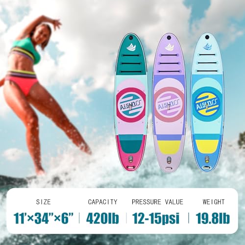 AISUNSS 11' x 34'' SUP Board All Around Board Premium SUP, Yoga Board with SUP Accessories Include Non-Slip mat, Waterproo...