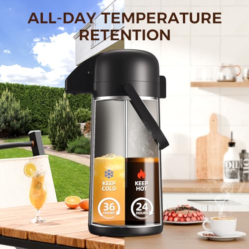 Coffee Carafe for Keeping Hot - Gezoss 102OZ / 3L Airpot Coffee Dispenser with Pump - Large Coffee Carafe for Hot Drinks T...