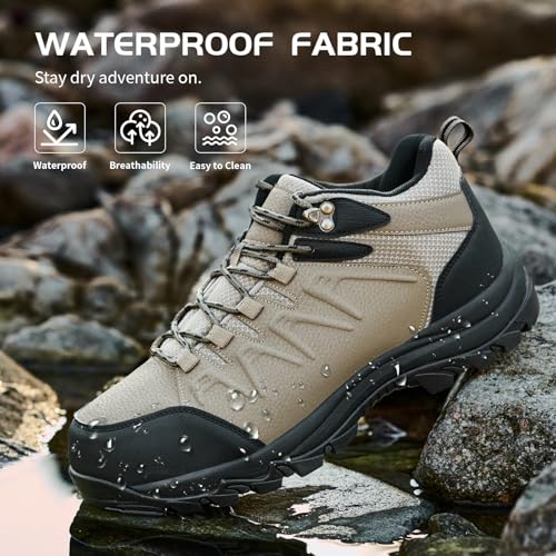 MENYBAN Waterproof Hiking Shoes Men Non-Slip Grip Ankle Support, Fashion Sneakers Tennis Walking Shoes Durable Comfort for...