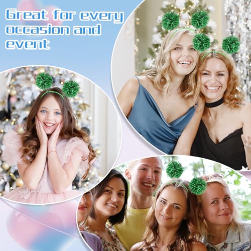 WY LIGHTING LEVEL Pom Pom Headbopper Fun Festive Headwear Foil Strips Tinsel Fashion Hair Hoop Fluffy Ball Headband Fancy ...