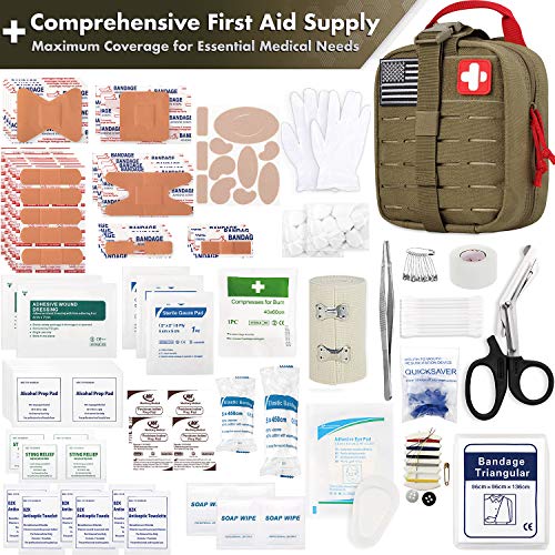 Everlit Survival Upgraded Survival First Aid Kit Emergency Gear Trauma Kit with 1000D Nylon Laser Cut Tactical EMT Pouch f...