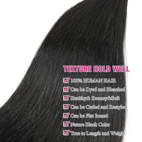 Human Hair Bundles Brazilian Straight Human Hair Bundles 100% Unprocessed Virgin Human Hair Straight Raw Quick Weave 3 Bundles 18 20 22inch Deals Natural Black
