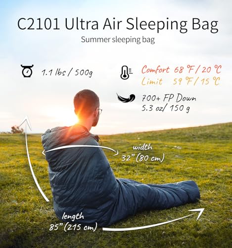 Litume Ultra Compact Down 3 Season Mummy Sleeping Bag, 700 Fill Power Sleep Sack for 3 Season, Ultra Lightweight, Compact ...