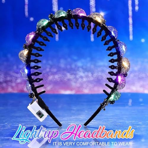 Kilshye Light Up Headband LED Black Hair Band Rave Hair Accessories for Women