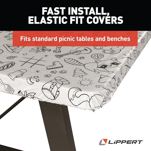 Lippert Color Escape Vinyl Tablecloth/Bench Cover Set for Camping and Picnics with 100% PEVA Material, Waterproof and Stai...