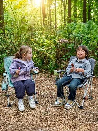 EVER ADVANCED Kids Camping Chairs with Cup Holder, Padded Folding Camping Chair Outdoor with Safety Lock, Carry Bag, Light...