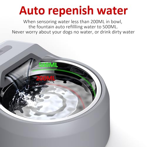 BENTOPAL Dog Water Fountain Auto Filling Dog Water Dispenser Connect Water Supply, USB Supply Auto Replenish Water Dog Bowl