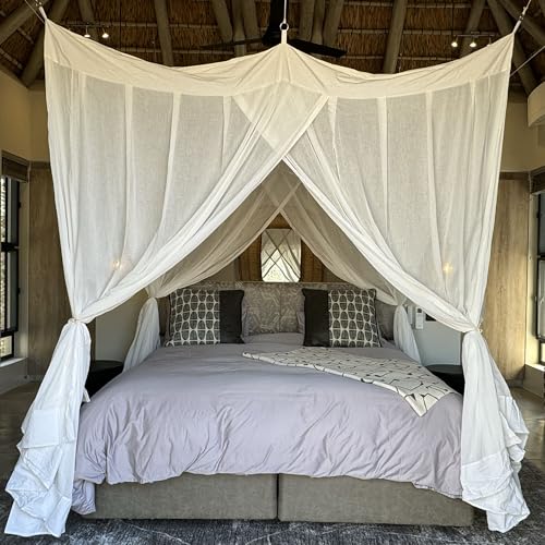 UB-STORE 100% Cotton Bed Canopy for Queen and King Size Bed | Handmade Luxury Mosquito Net Bedroom Curtains | Decorative R...