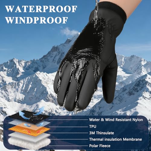 PROUDDEMON Winter Waterproof Snow Ski Gloves for Women Men in Extreme Cold Weather, Insulated Windproof Gloves for Outdoor...