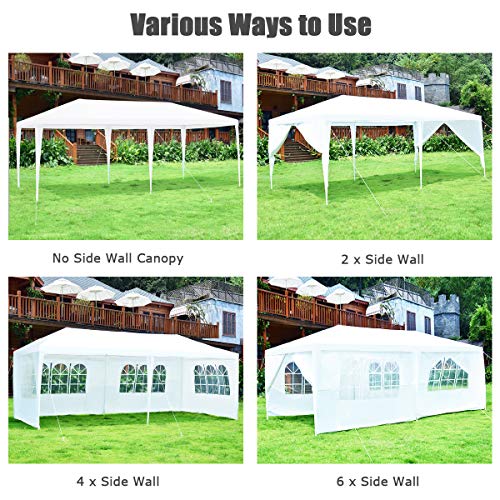 ORALNER 10'x20' Outdoor Canopy Tent, White Wedding Party Tent with 6 Removable Sidewalls & Carrying Bag, Heavy Duty Campin...