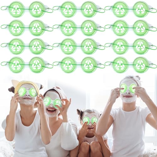 Skicuff 12 Pcs Cucumber Eye Pads Gel Eye Masks Cooling Heating Eye Pads Spa Party Favors Sleepover Slumber Party Supplies