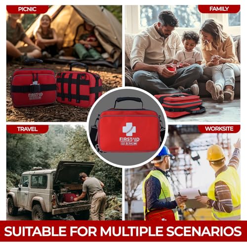 Raismile 505 Piece Large First Aid Kit - Comprehensive Medical Kit for Home, Car, Travel, Camping, Business, School & Outdoor