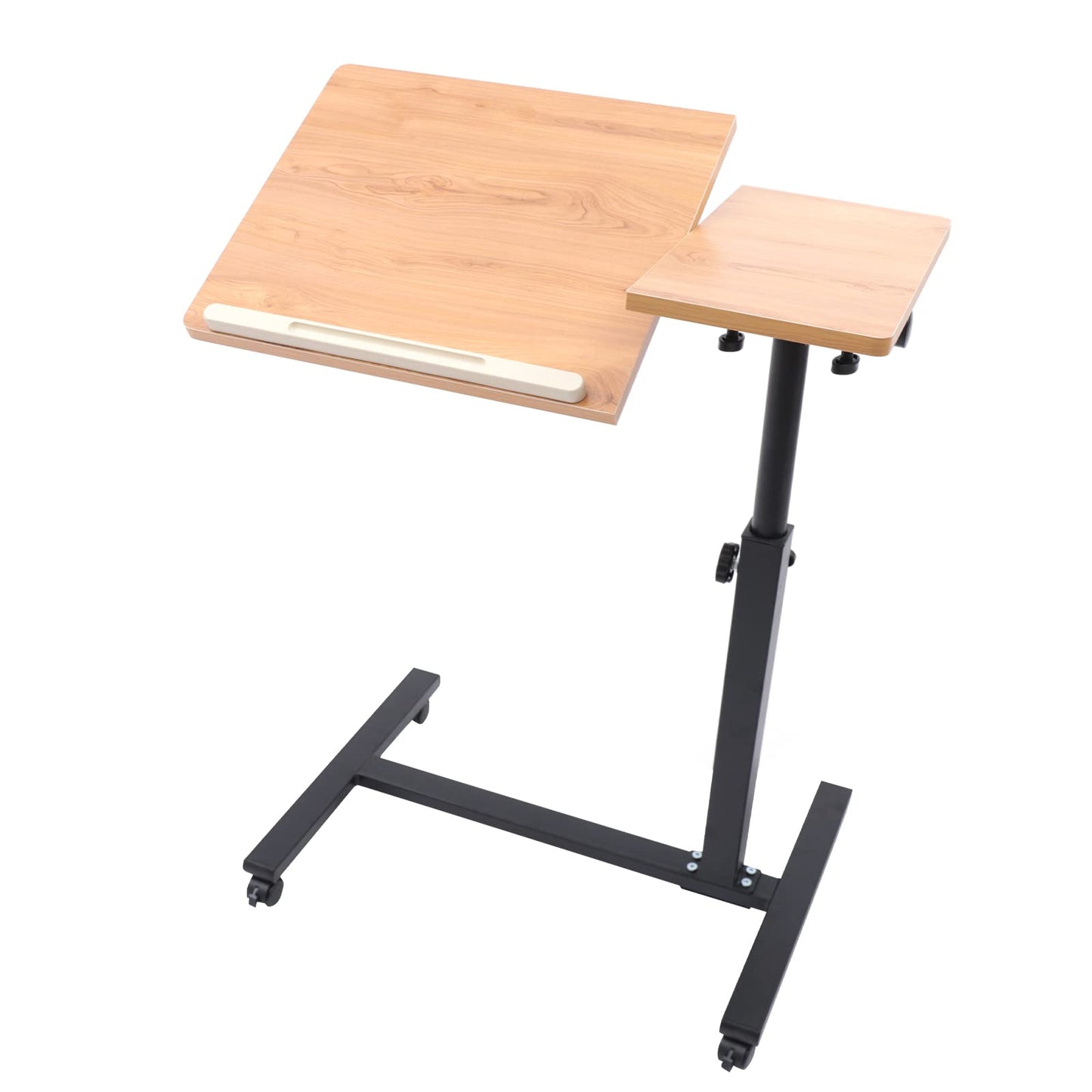 LIWBYYG Adjustable Overbed Bedside Table, Mobile Laptop Computer Standing Desk, Hospital Bed Table with Wheels, Rolling Desk, Mobile Desks, Computer Cart Bedside Rolling Overbed Table