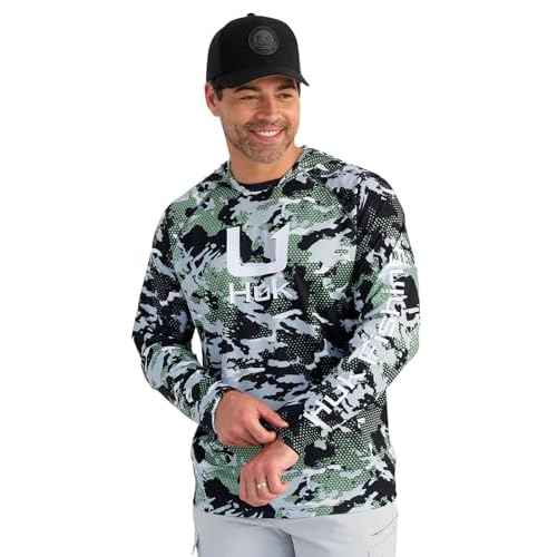 HUK Men's Kc Scott Patterned Pursuit Hoodie, Hooded Fishing Shirt