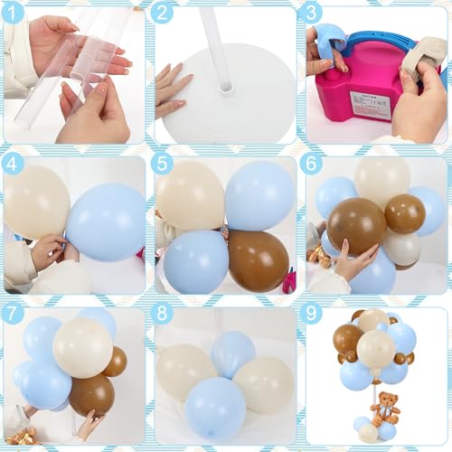 Acmee Bear Table Centerpieces for Baby Shower - Set of 6 Blue Bear Balloon Baby Shower Decorations Include Stuffed Bears B...