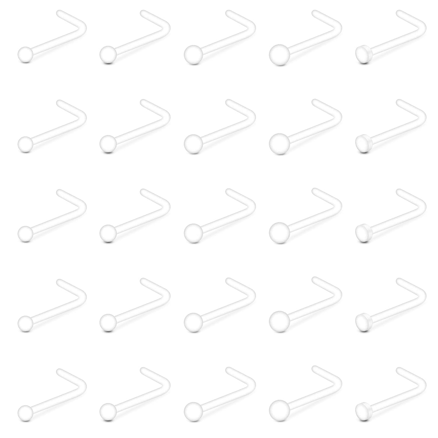 TOKRING Clear Nose Studs Nose Rings for Work Plastic Piercing Retainer for Surgery 20G Clear Piercing Jewelry for Women Men