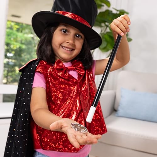 Melissa & Doug Magician Costume Role Play Set - Includes Hat, Cape, Wand, Magic Tricks