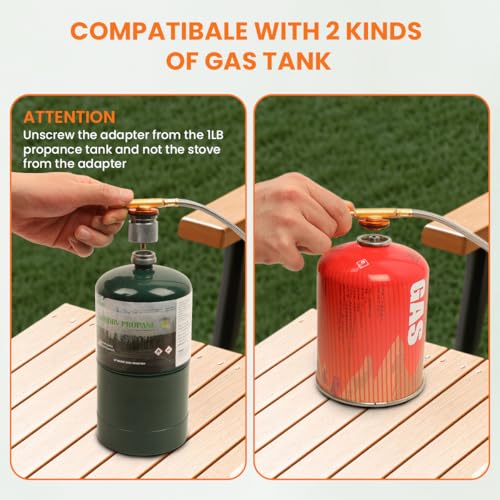 Portable Propane Camping Stove for Outdoor - GEEKHOM 6800W Windproof Gas Stove with Piezo Ignition; 2-Fuel Butane Propane ...