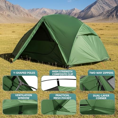 Clostnature 2 Person Backpacking Tent - Lightweight Two Person Tent for Backpacking, Easy Set Up Waterproof Camping Tent f...