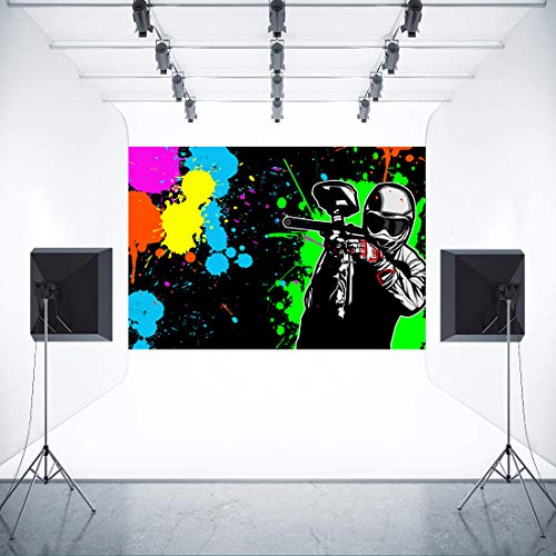 Shooting Game Backdrop FHZON 5x3ft Mess Splatter Art Party Colorful Graffiti Background for Photograph Theme Party Gaming ...