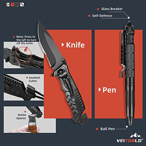 VEITORLD Gifts for Him Men Husband Dad Valentines Day - Survival Gear and Equipment 12 in 1, Survival Kits - Cool Fishing ...