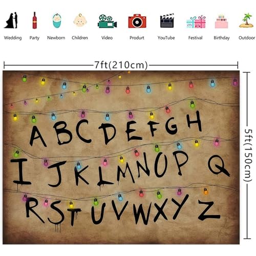 Colourful Light String Rustic Alphabet Backdrop for Halloween Birthday Party Decor Cake Table Banner Photo Booth Props Sup...