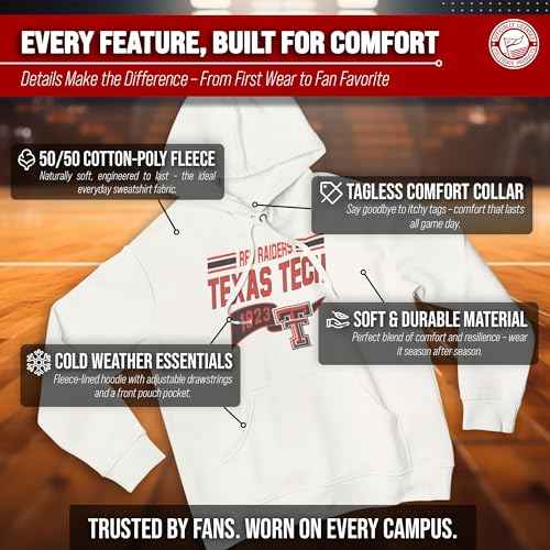 Campus Colors NCAA Adult Unisex Varsity Club Pennant Hooded Fleece Sweatshirt, Cozy Cotton Poly Blend, Classic Design