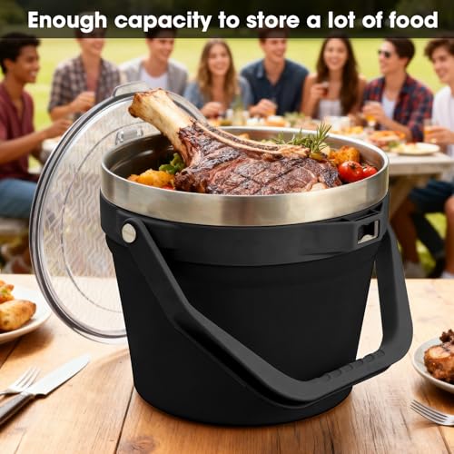 COKTIK 7L Insulated Ice Bucket with Lid，Double Wall Vacuum Stainless Steel Beverage Bucket Keeps Frozen Longer，Holds 6 Lon...