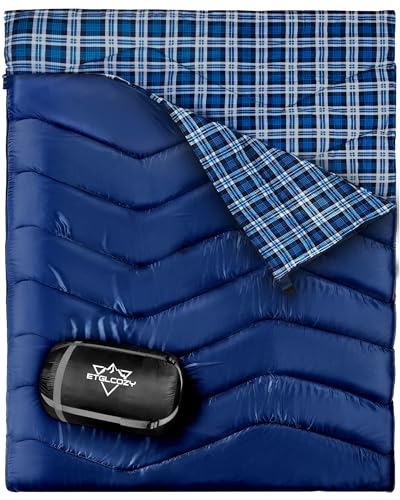 ETGLCOZY 2 Person Double Sleeping Bag for Adults-XL Queen Size Lightweight Compact Thermolock Draft Tube Flannel Liner Mac...