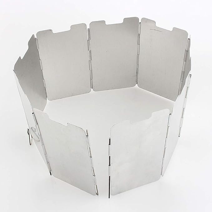 Foldable Outdoor Camping Stove Windscreen, 9-Plate Survival Cooker Gas Stove Wind, Metal Material, Compatible for Camp and...
