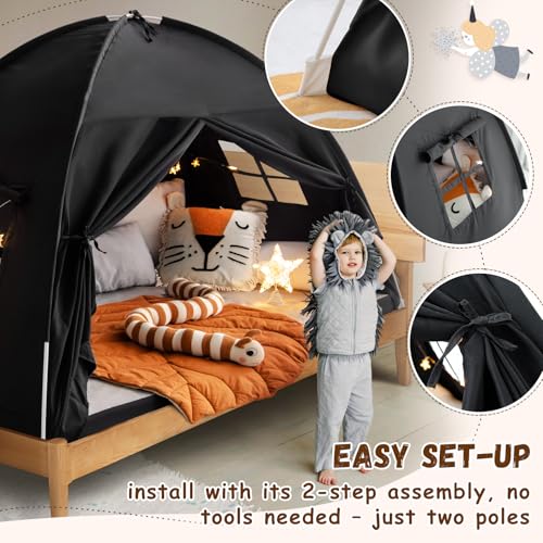 Sherilyn Full Size Bed Canopy Toddler Bunk Bed Tents Dream Tent on Bed Privacy Space Blackout Kids Sleeping Tents Indoor F...