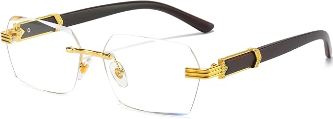 AIEYEZO Retro Rimless Sunglasses Rectangle Unisex Vintage Frameless Sun Glasses Fashion Square Tinted Glasses
