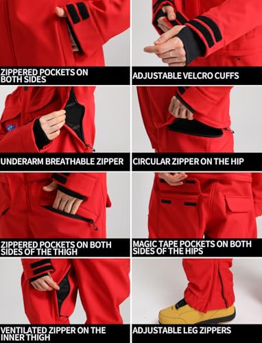 GSOU SNOW Ski Suits Women Men One Piece Snow Suits Waterproof Windproof Men Snowsuit Insulated Ski Jumpsuit for Snow Sports
