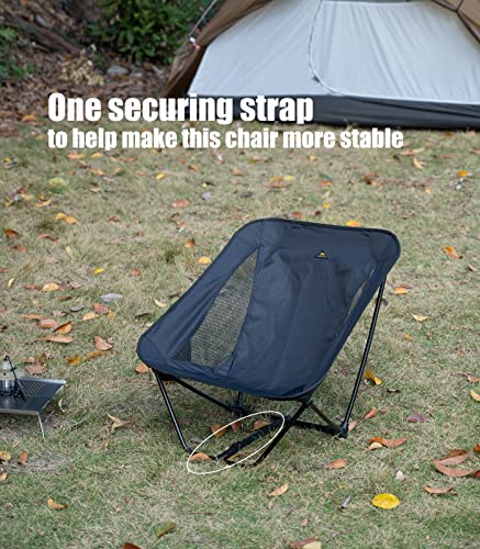 iClimb Low Ultralight Compact Camping Folding Chair with Side Pocket and Carry Bag (Green)