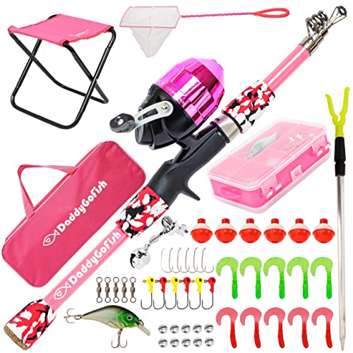 DaddyGoFish Kids Fishing Pole - Rod Reel Combo Tackle Box Starter Set - First Year Small Dock Gear Kit for Boys Girls Todd...