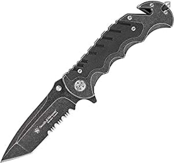 Smith & Wesson Benji 2.5in High Carbon S.S. Folding Keychain Knife with 1.75in Modified Tanto Blade and G10 Handle for Out...