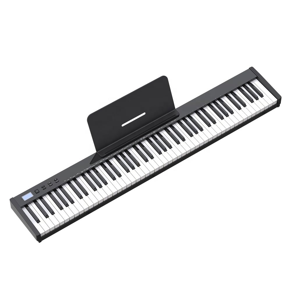 NikoMaku Semi-weighted 88 Keys Piano Keyboard Compact Portable Digital Piano Set for Beginners with Stand, Carrying Case, Sustain Pedal, Headphones, SWAN-S Black