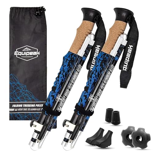 Equipeak Hiking Poles Collapsible Lightweight & Adjustable - Quick Lock Foldable Trekking Poles, Hiking Sticks with Cork G...